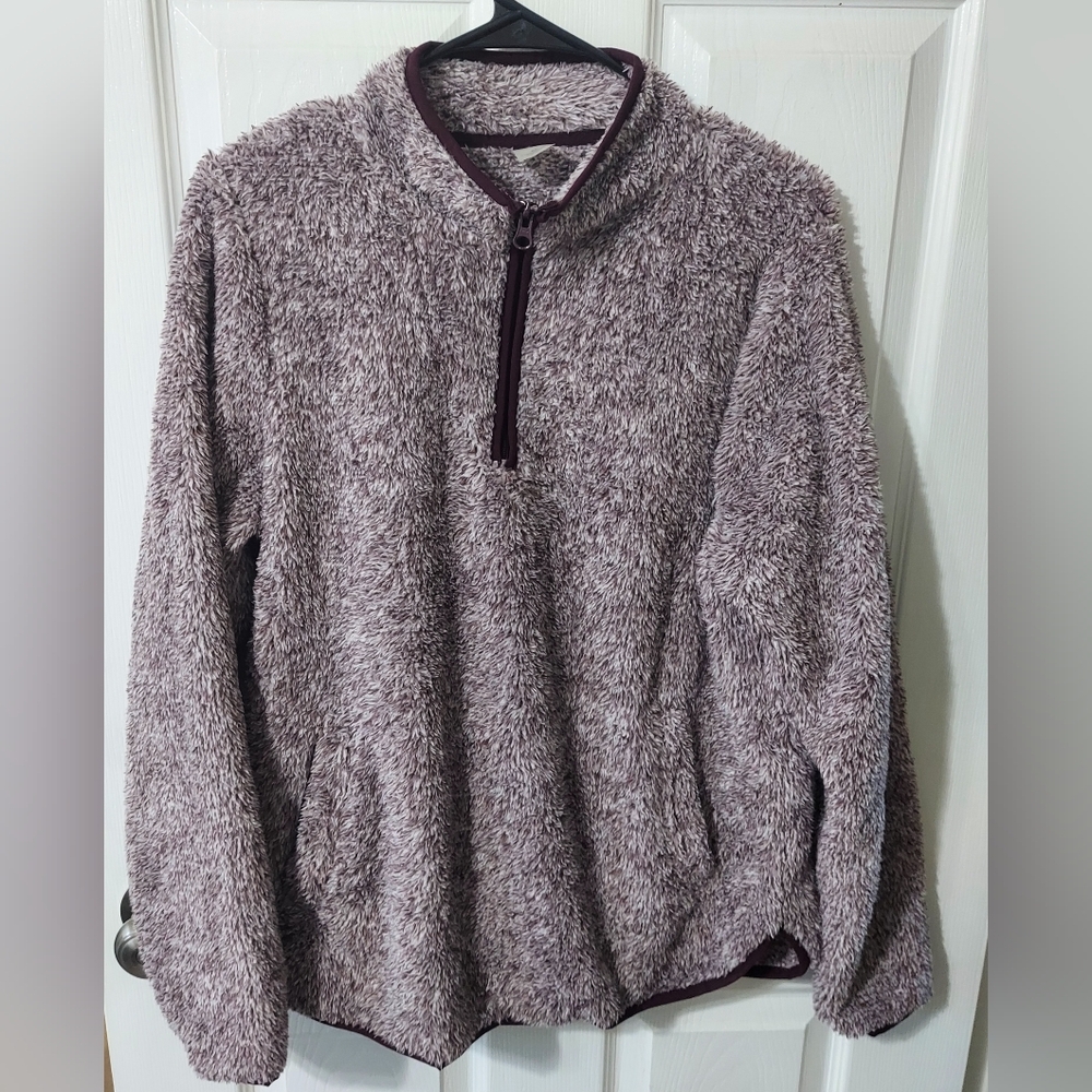St. John's Bay Ladie's Zip Up Sweater - Heathered Purple, XL